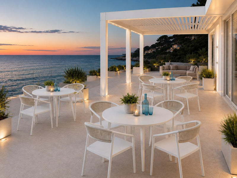 EDG Enzo De Gasperi White Round Outdoor Table in Aluminium D 100 cm H 75 cm
