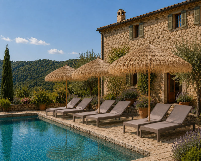 EDG Enzo De Gasperi Outdoor Umbrella in Champagne Straw Ø 200 cm H 240 cm