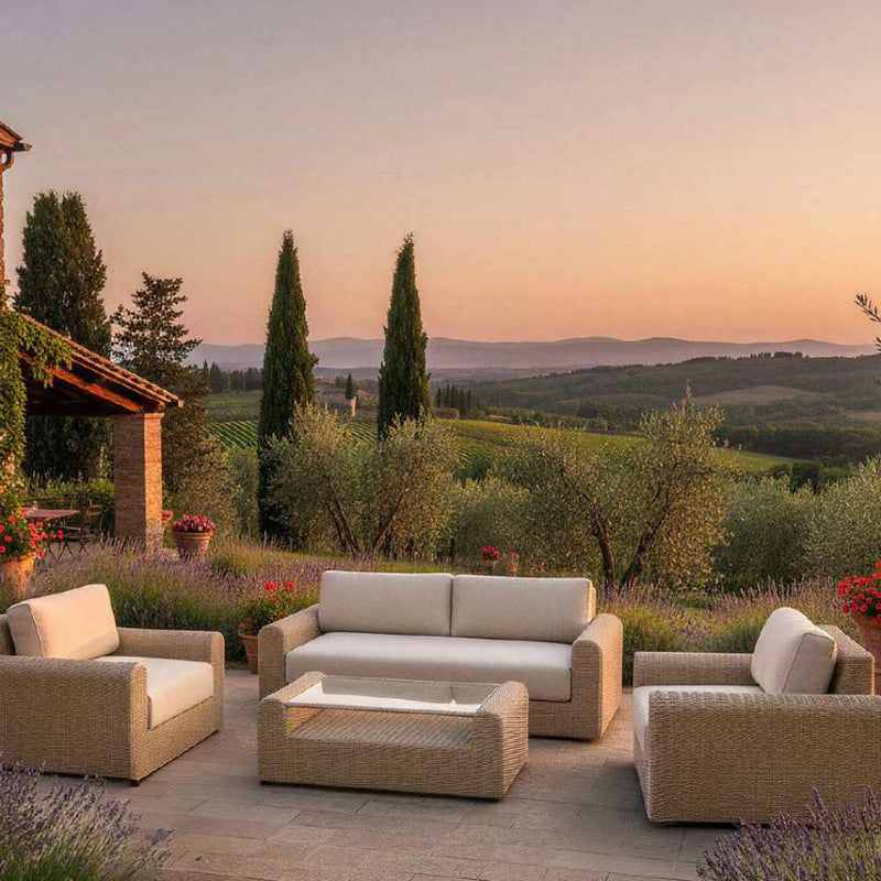 EDG Enzo De Gasperi Set Giardino Light Grey Relax Simil Rattan 4 Pezzi – 3 Divani e 1 Tavolino da Esterno