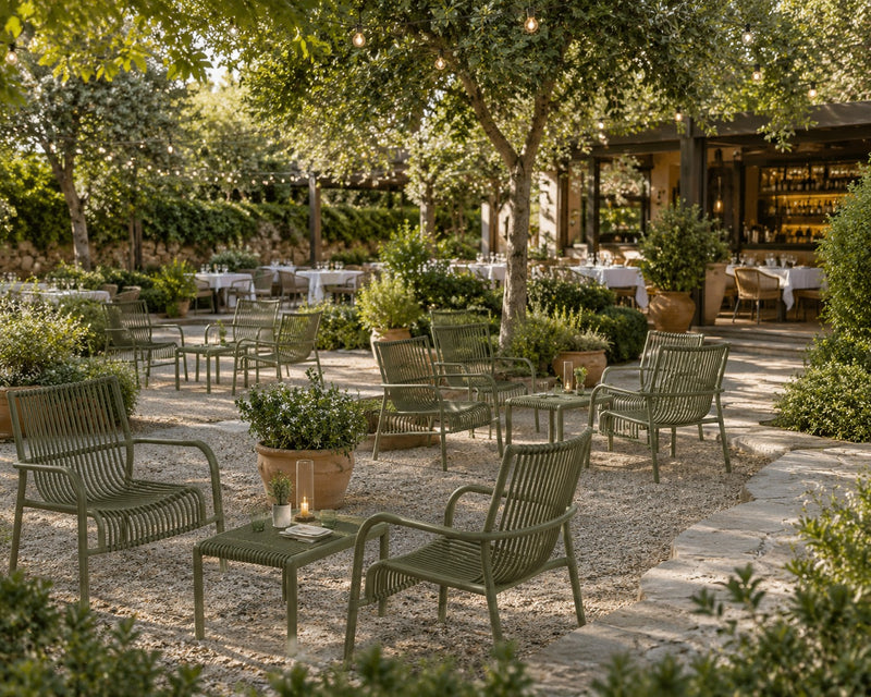 L'Arcolaio Ponza Green Garden Set: 2 Armchairs and Coffee Table UV