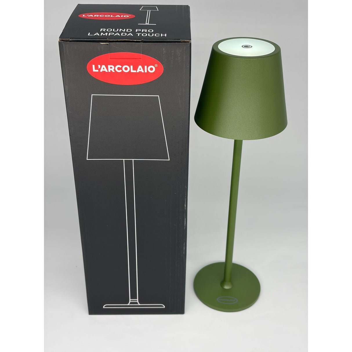 L'Arcolaio Rechargeable Touch LED Lamp H 38 Cm 10 x 10 Cm IP54 Round Pro Olive
