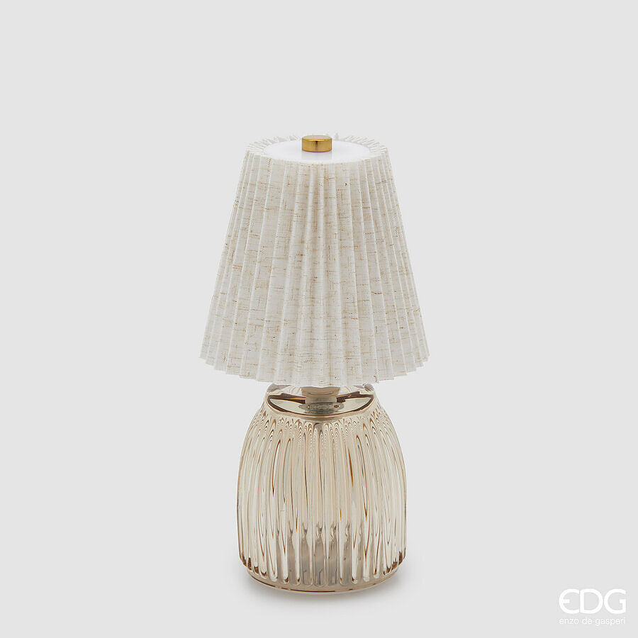 EDG Enzo De Gasperi Plisse Table Lamp with Led H 22 Cm D 11.5 Cm IP 20 Sand Gift Box