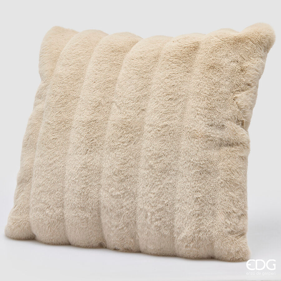 EDG Enzo De Gasperi Cuscino Furry a Righe Ivory 60x60 cm – Idea Regalo Natale