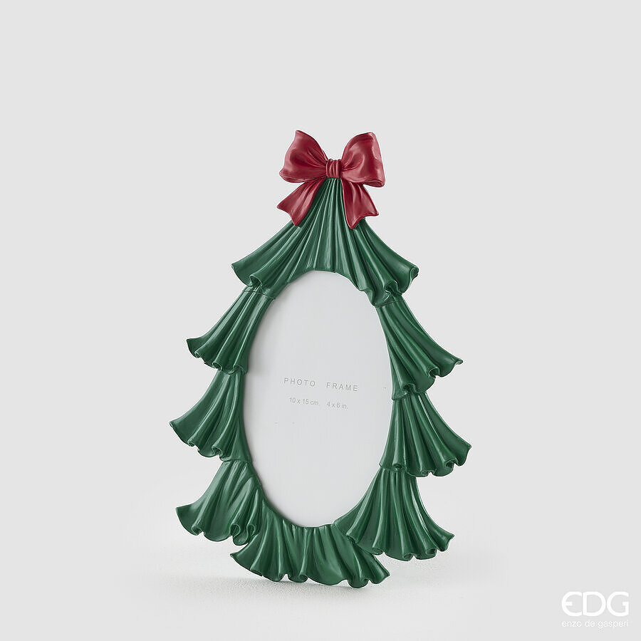 EDG Enzo De Gasperi Portafoto Pino con Fiocco Green 18,5x1,5xH25 cm – Decorazione di Natale