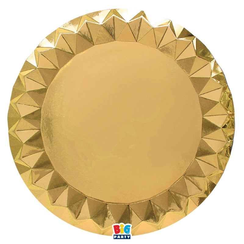 Big Party 6 Diamond Charger Plates Gold Metal cm.32
