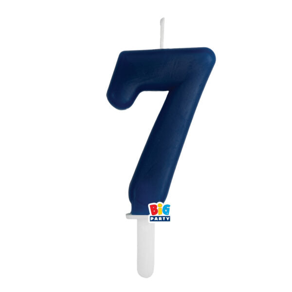 big party big party candelina tiny plump numero 7 cera 7 cm blu navy ean 8020834764871
