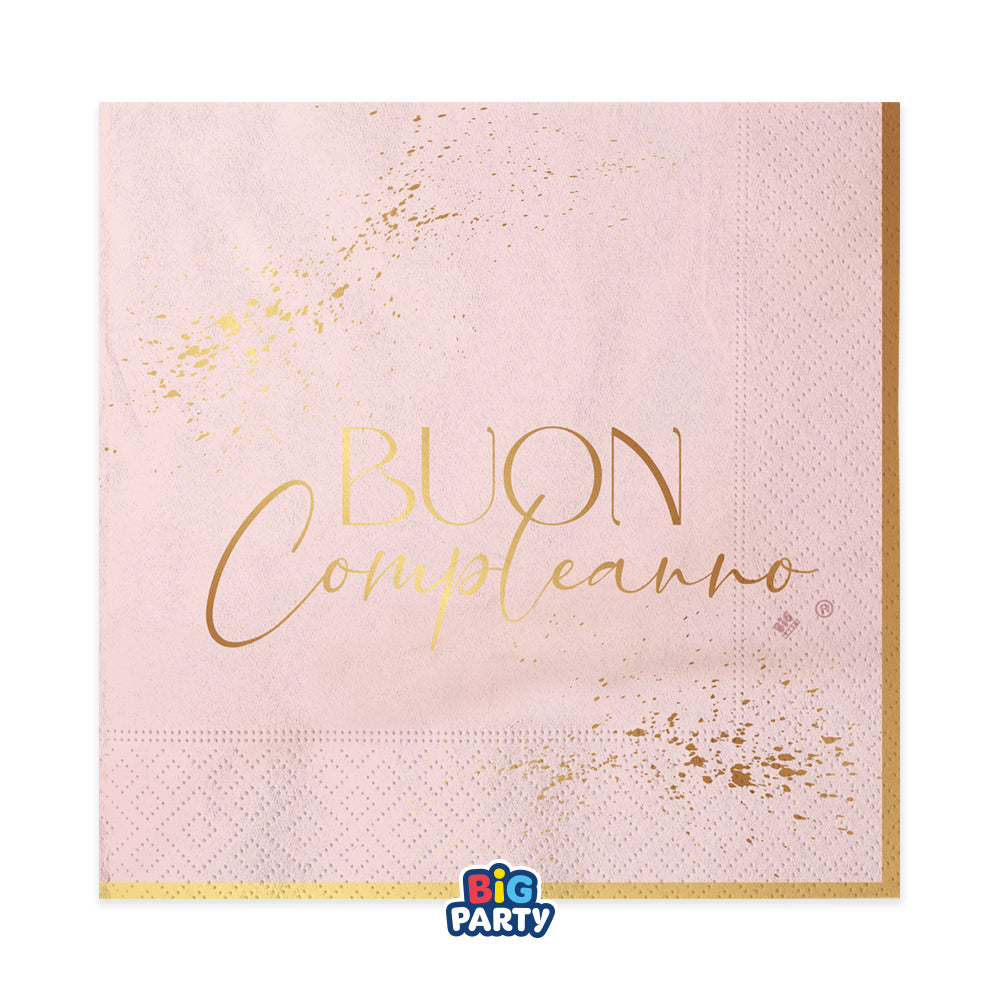 big party big party tovaglioli carta buon compleanno blush rose 33 x 33 cm cf 16 pz rosa ean 8020834766097