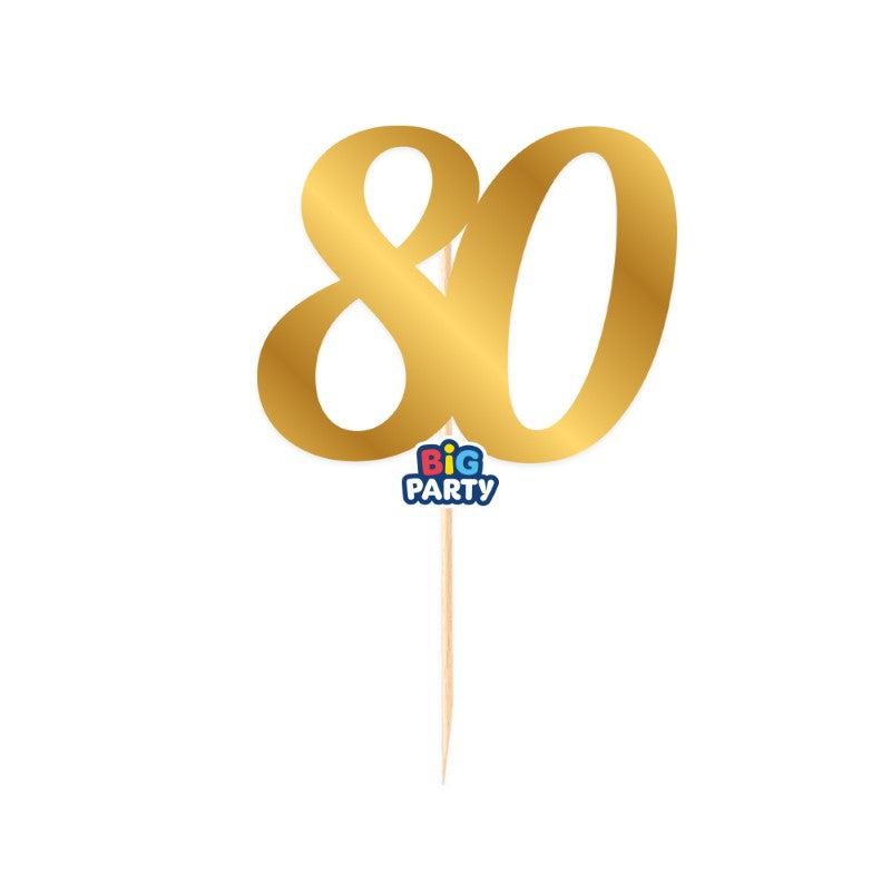 Big Party Mini Cake Topper No. 80 Gold Metal