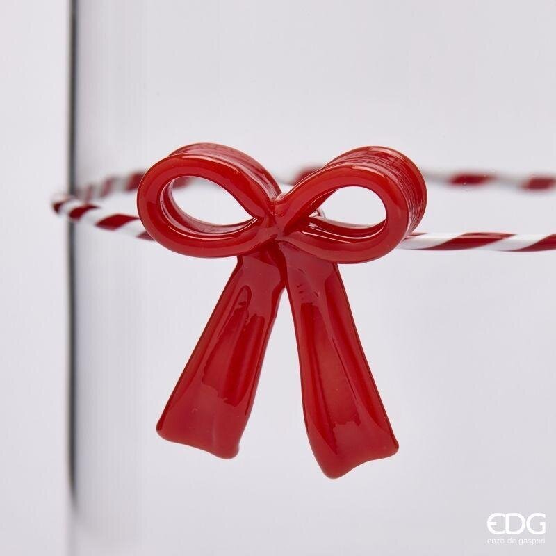 EDG Enzo De Gasperi Cylindrical Container with Red Bow H22 Ø10 cm – Christmas Decoration