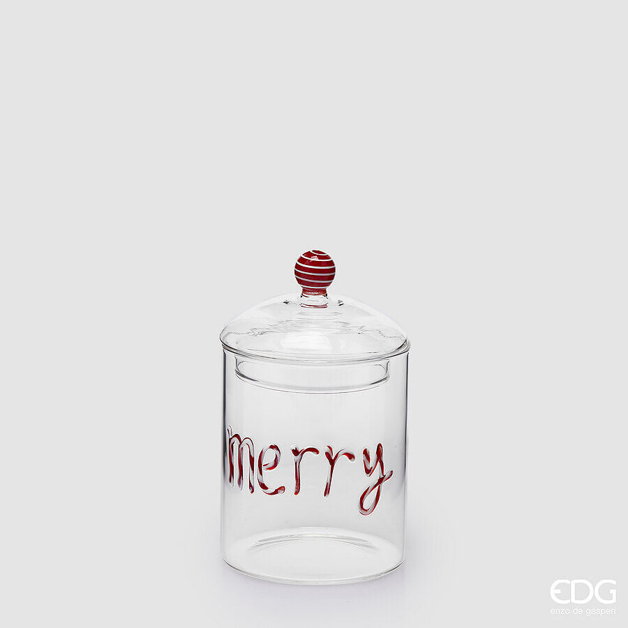 EDG Enzo De Gasperi Merry Christmas Cylindrical Container Red H16.5 Ø10 cm – Christmas Decoration