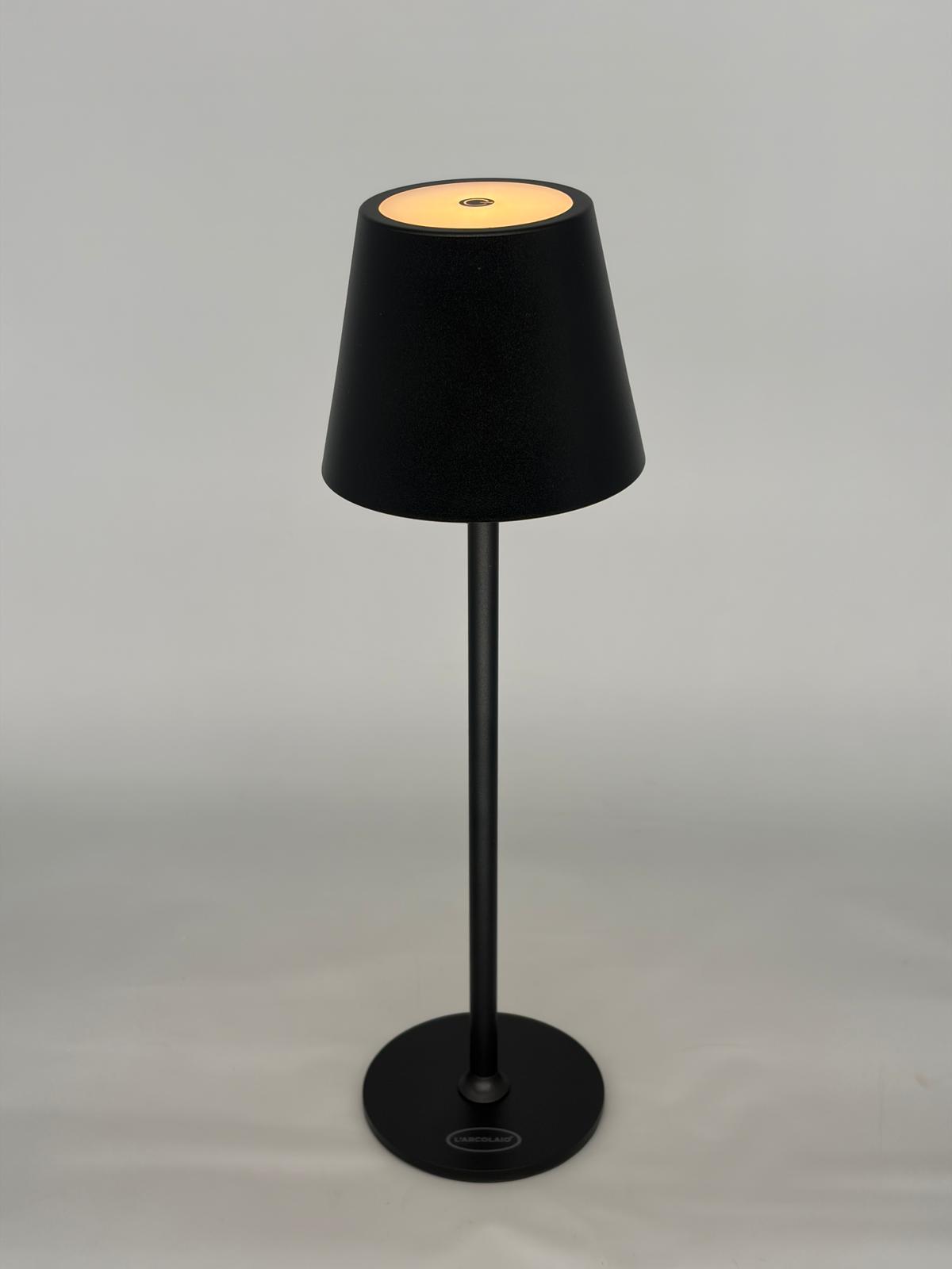 L'Arcolaio Rechargeable LED Touch Lamp H 38 cm 10 x 10 cm IP54 Round Pro Black