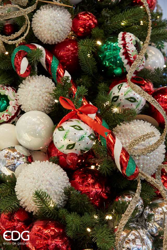 EDG Enzo De Gasperi Christmas Decoration Candycane to Hang H 39 Cm Green Red