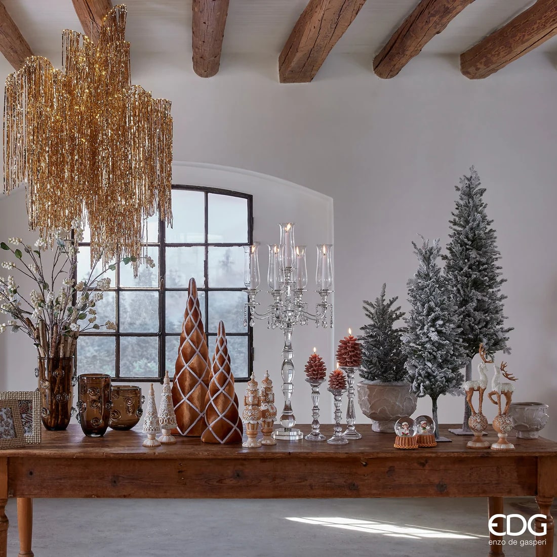 EDG Enzo De Gasperi Christmas Decoration Reindeer Marzipan H 38 Cm Hazelnut