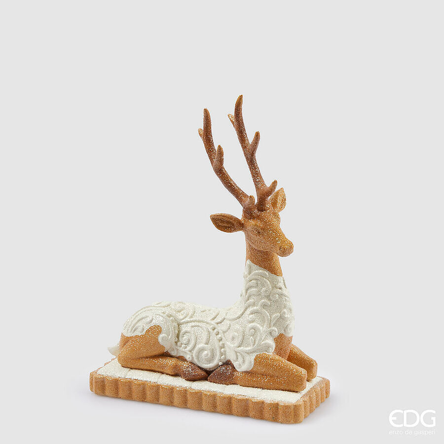 EDG Enzo De Gasperi Christmas Decoration Reindeer Marzipan H 31 Cm L 23 cm L 11.5 Cm Hazelnut