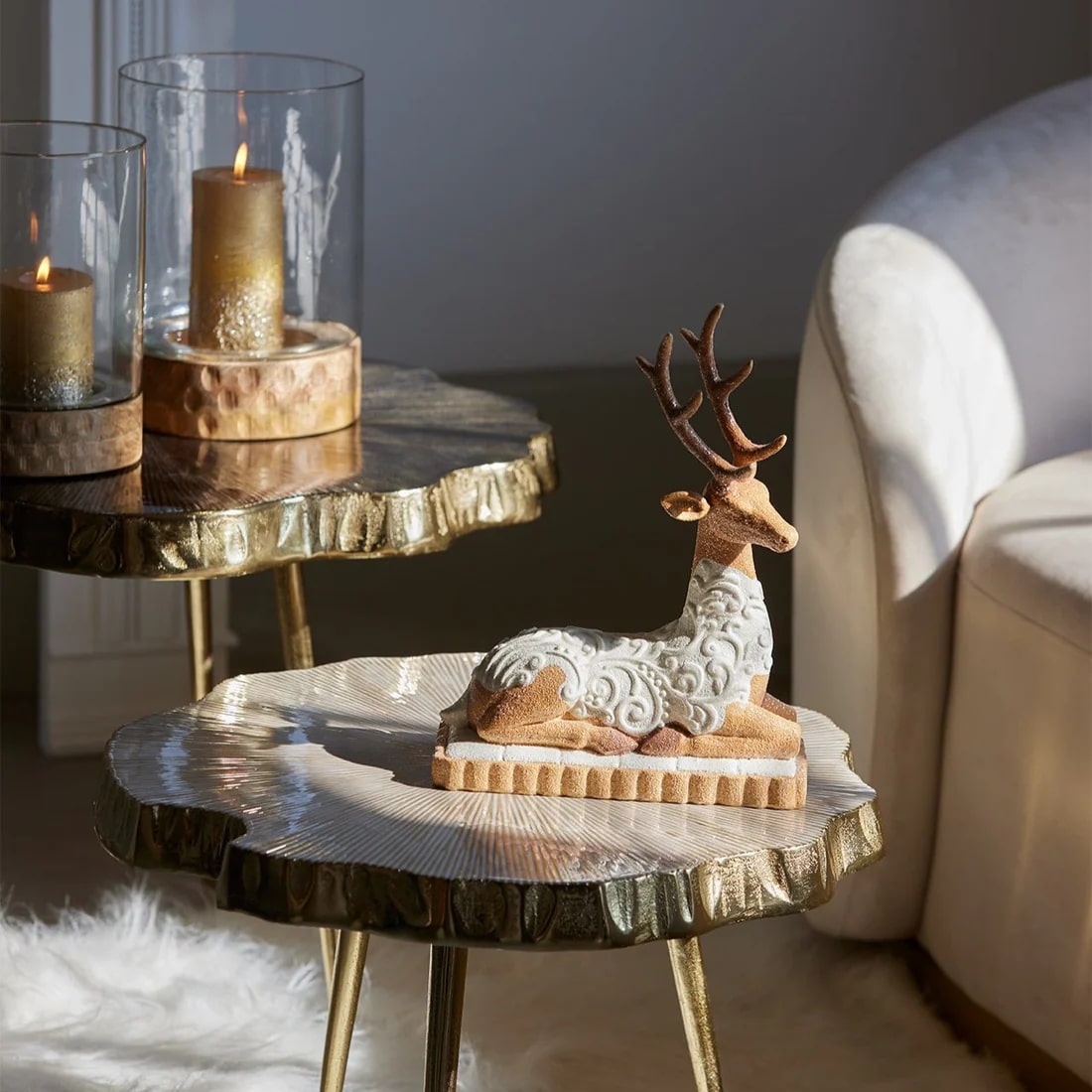 EDG Enzo De Gasperi Christmas Decoration Reindeer Marzipan H 31 Cm L 23 cm L 11.5 Cm Hazelnut