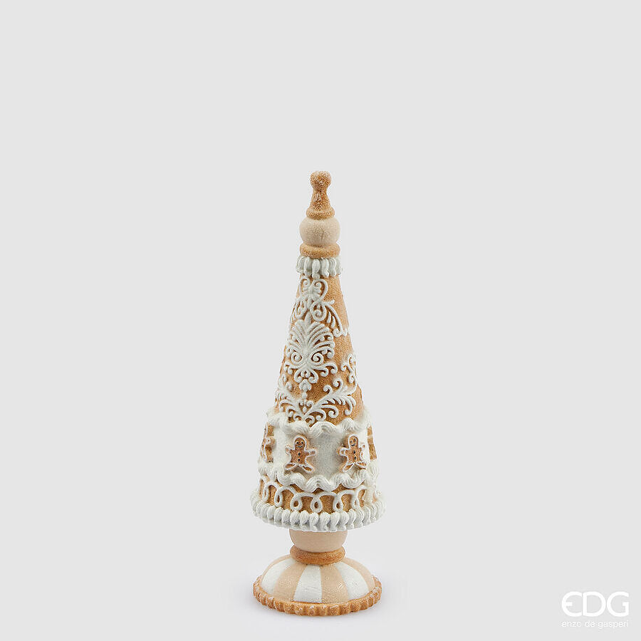 EDG Enzo De Gasperi Christmas Decoration Marzipan Cone H 29 Cm D 9 Cm Hazelnut