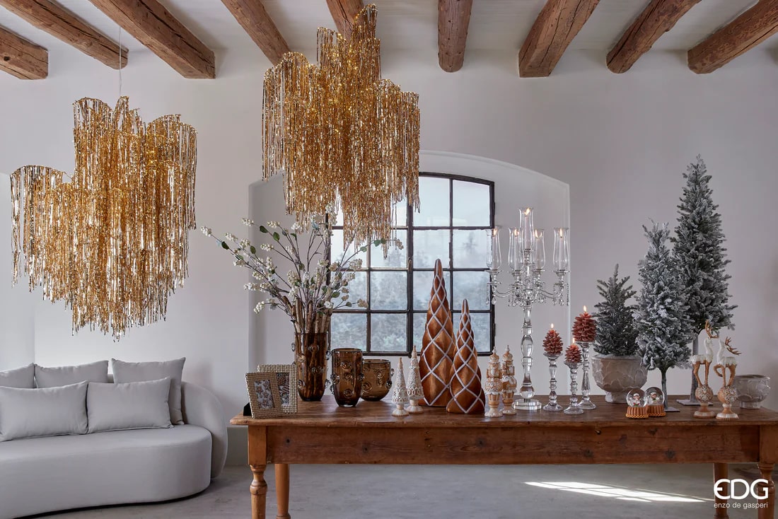 EDG Enzo De Gasperi Christmas Decoration Marzipan Cone H 34 Cm D 10 Cm Hazelnut