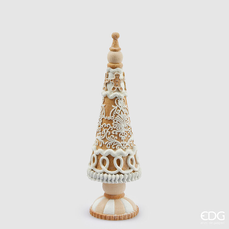 EDG Enzo De Gasperi Christmas Decoration Marzipan Cone H 34 Cm D 10 Cm Hazelnut