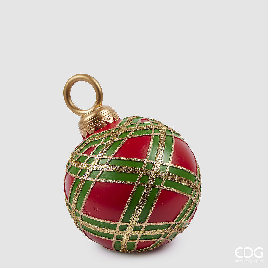 EDG Enzo De Gasperi Christmas Decoration Ball H 27 Cm D 22 Cm Green Red