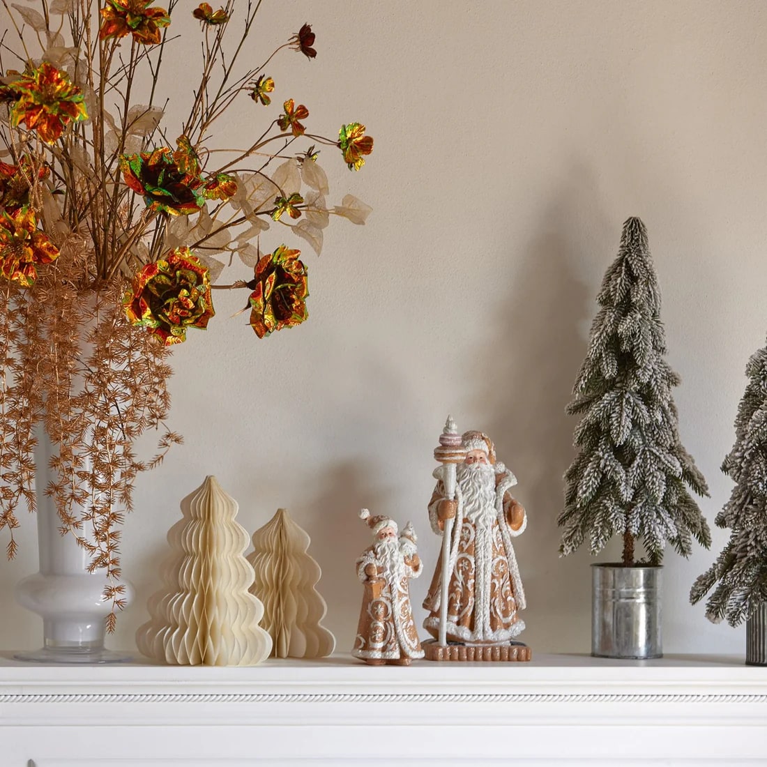 EDG Enzo De Gasperi Santa Claus Decoration H 33 Cm W 14 Cm W 14 Cm Hazelnut