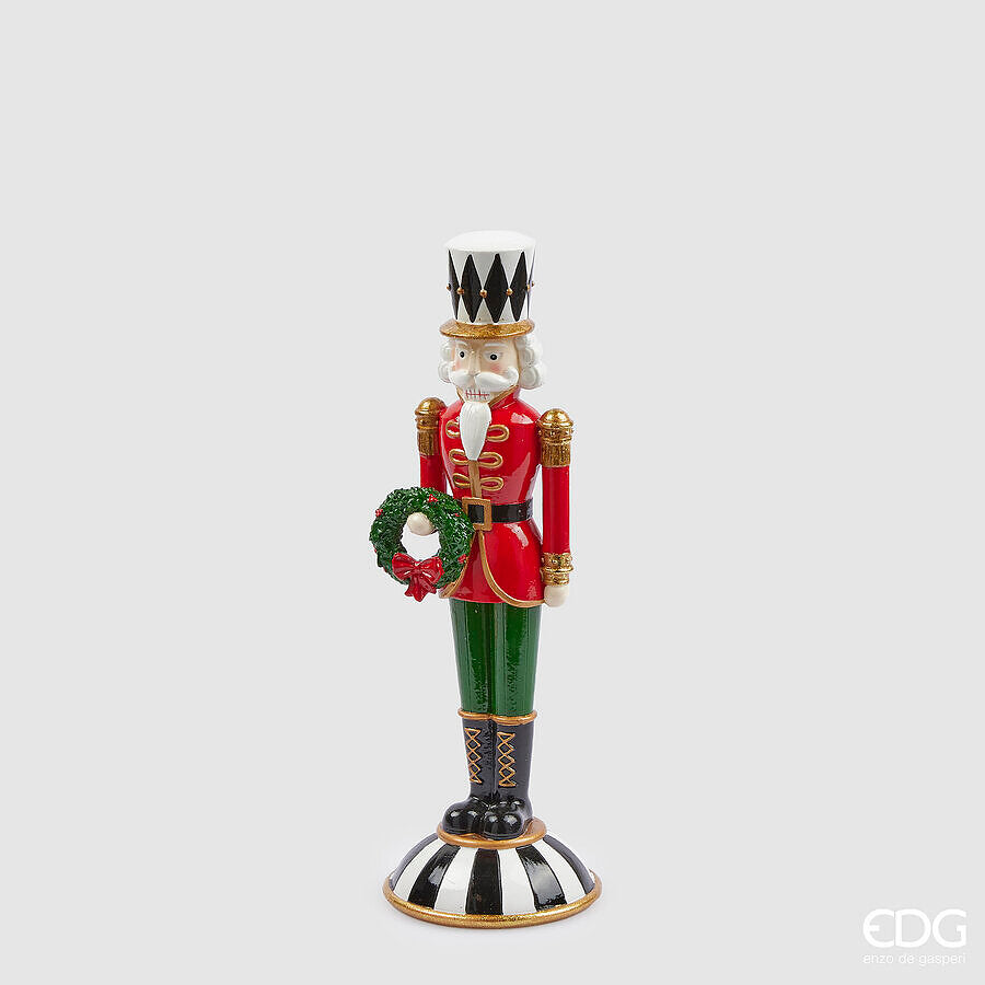 EDG Enzo De Gasperi Christmas Decoration Soldier Chess H 30 Cm D 10 Cm Green Red