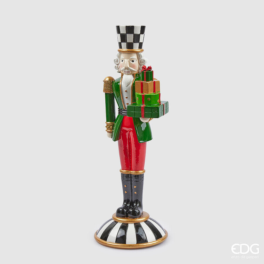 EDG Enzo De Gasperi Christmas Decoration Soldier Chess H 41 Cm D 14 Cm Green Red