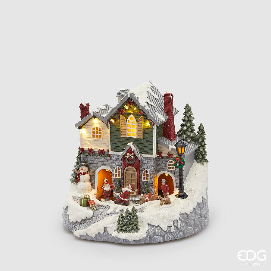 EDG Enzo De Gasperi Diorama Christmas House H 22.5 Cm W 22.5 Cm W 21 Cm Multicolor Led