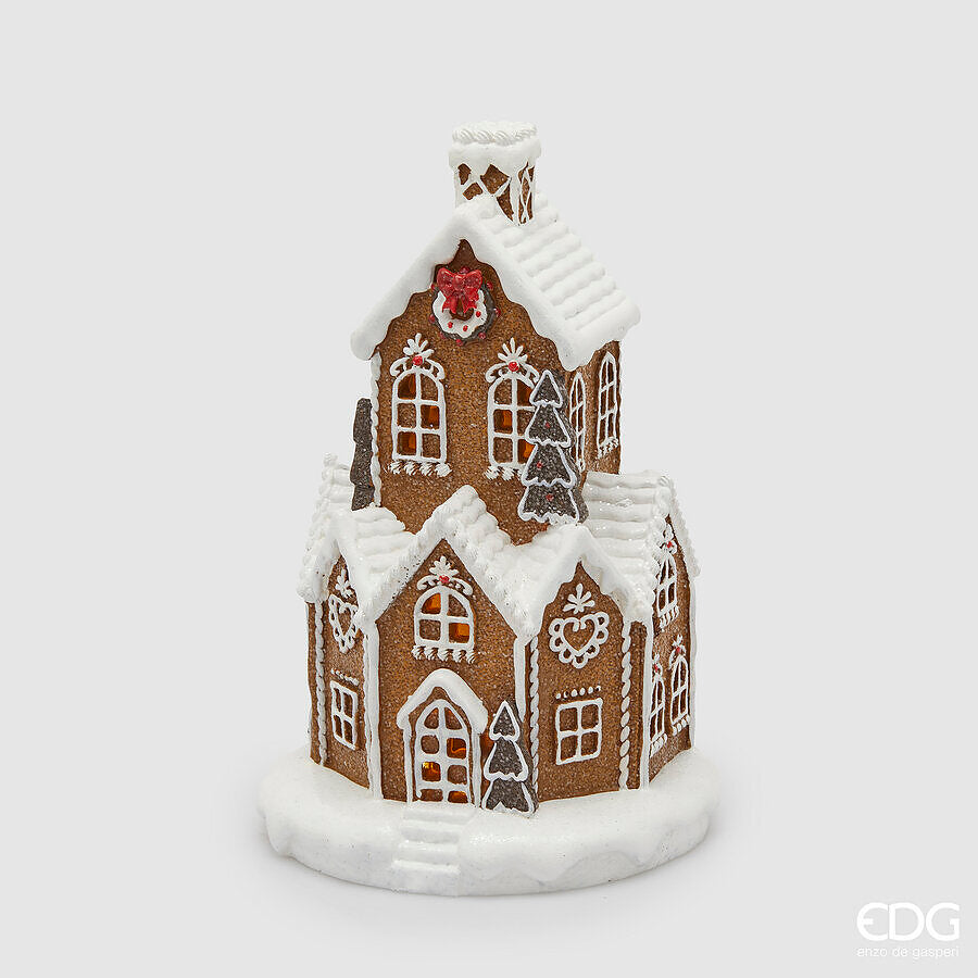 EDG Enzo De Gasperi Christmas Decoration Marzipan House H 32 Cm L 20 Cm L 20 Cm Led Hazelnut