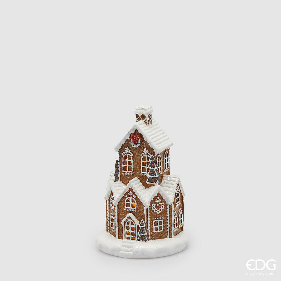 EDG Enzo De Gasperi Christmas Decoration Marzipan House H 23 Cm L 14 Cm L 14 Cm Led Hazelnut
