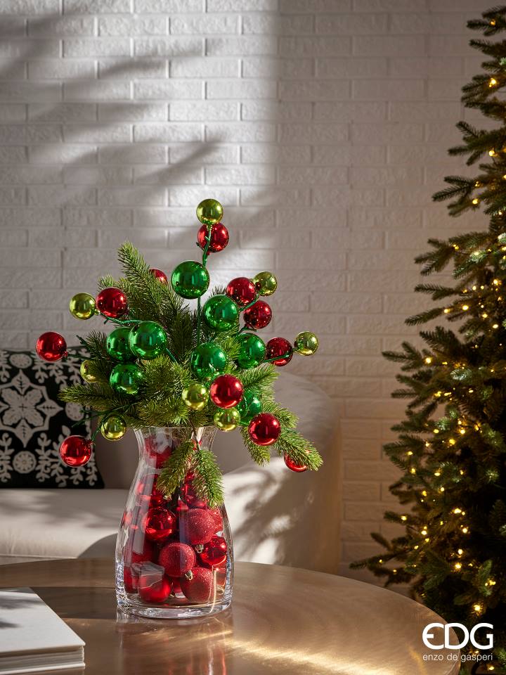 EDG Enzo De Gasperi Christmas Decoration PalleMix Branch X 12 H 53 Cm Green Red