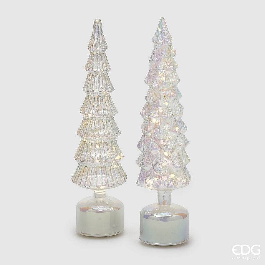EDG_Enzo De Gasperi Twist Pine Christmas Decoration H 40.5 Cm D 9 Cm Mov. LED Silver 1 Pc