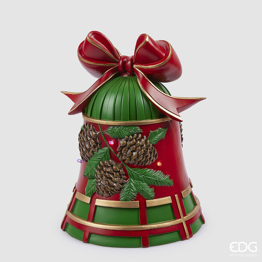 EDG Enzo De Gasperi Christmas Decoration Bell MiniLed H 33 Cm D 25 Cm Green Red