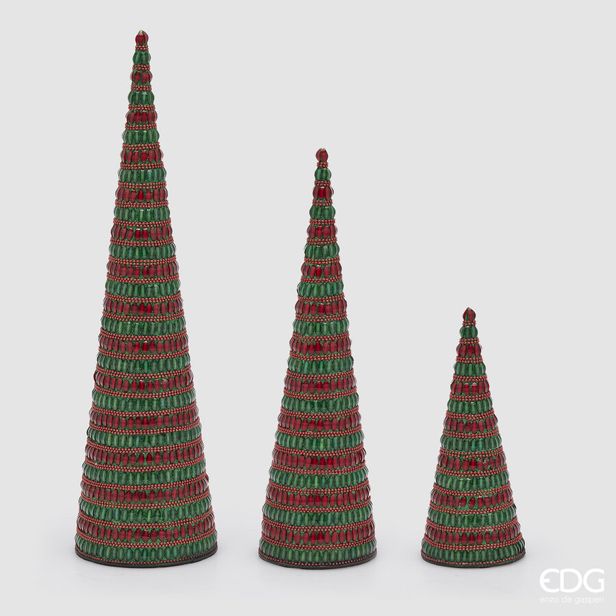 EDG Enzo De Gasperi Christmas Decoration DecorGemme Cone Set 3 Pcs H 46 Cm D 13 Cm Green Red