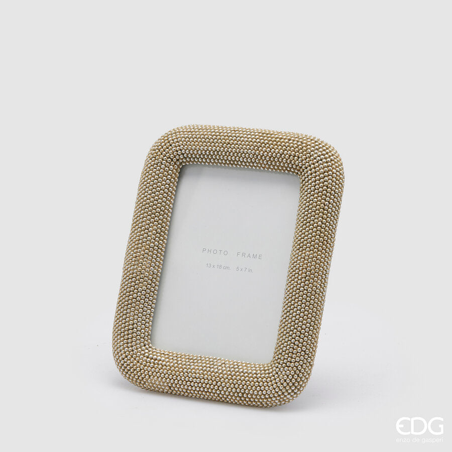 EDG Enzo De Gasperi Rectangular Bead Photo Frame H 24 Cm L 19 Cm Platinum