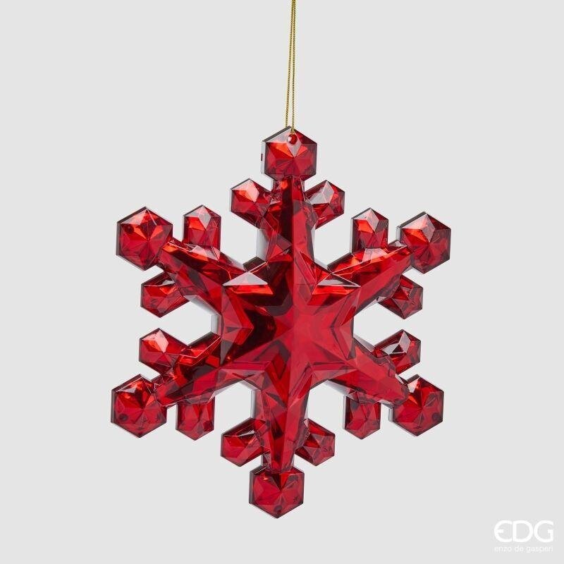 EDG Enzo De Gasperi Hanging Snowflake Decoration Red H23.5 cm – Christmas Ornament