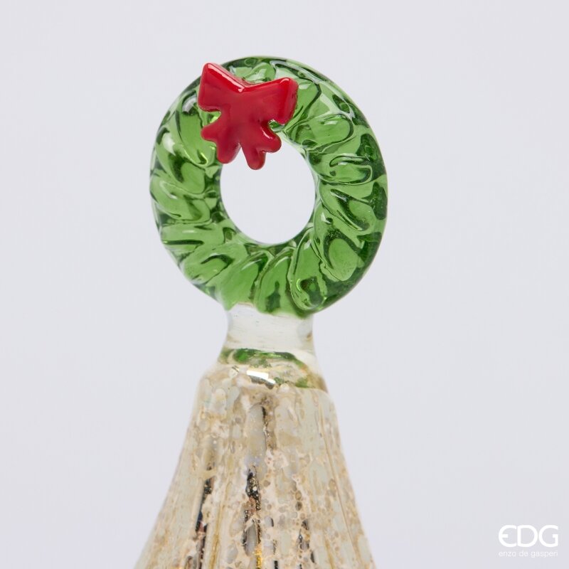 EDG Enzo De Gasperi Pino Twist Gold with MicroLED and Movement H42 Ø11 cm – Christmas Decoration