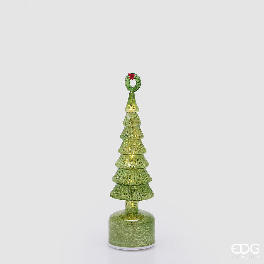 EDG Enzo De Gasperi Pino Twist Green with MicroLED and Movement H32 Ø9 cm – Christmas Decoration