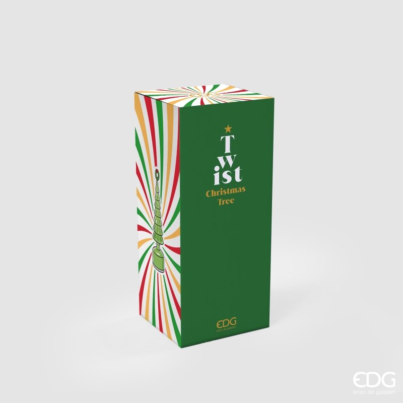 EDG Enzo De Gasperi Pino Twist Green with MicroLED and Movement H32 Ø9 cm – Christmas Decoration