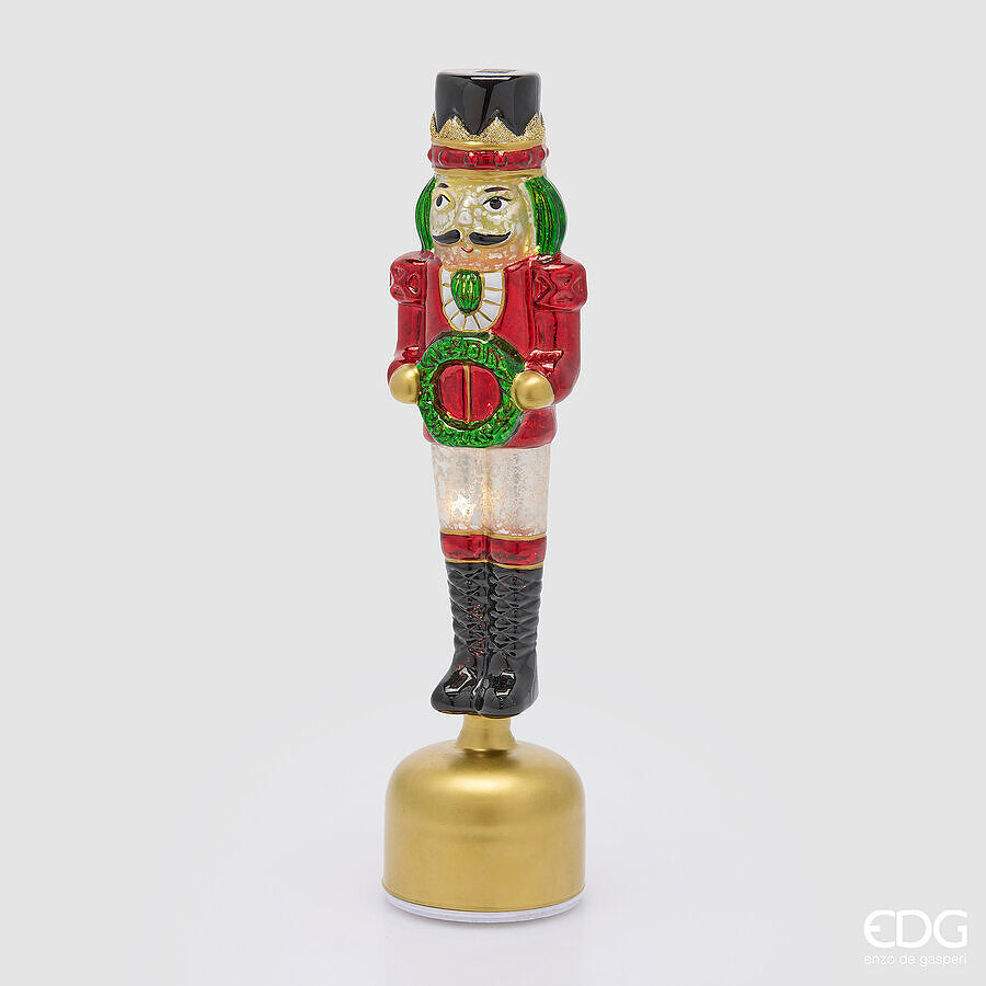 EDG Enzo De Gasperi Soldatino Twist Green Red with MicroLED and Movement H36 Ø9 cm – Christmas Decoration