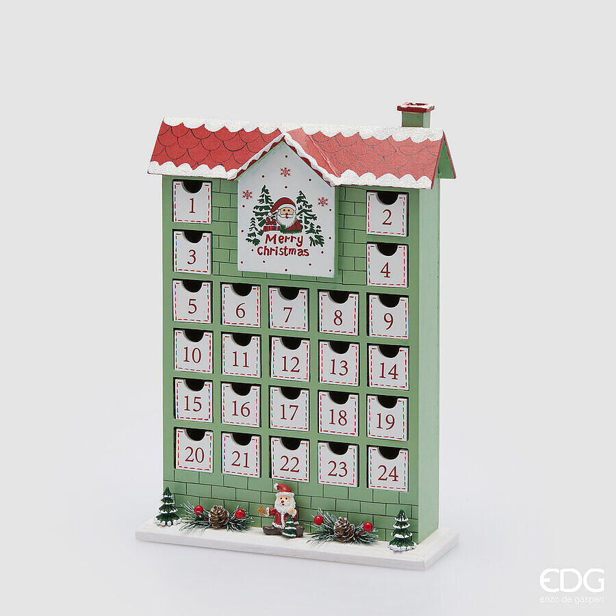 EDG Enzo De Gasperi Casetta Avvento Natalizia H35,5x25x9,5 cm Verde Chiaro – Decorazione di Natale