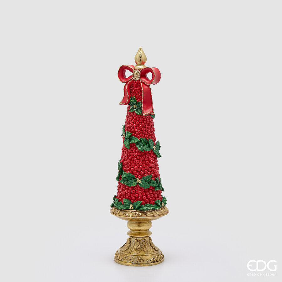 EDG Enzo De Gasperi Pine Christmas Decoration with Bow H48 cm Green Red – Christmas Decoration