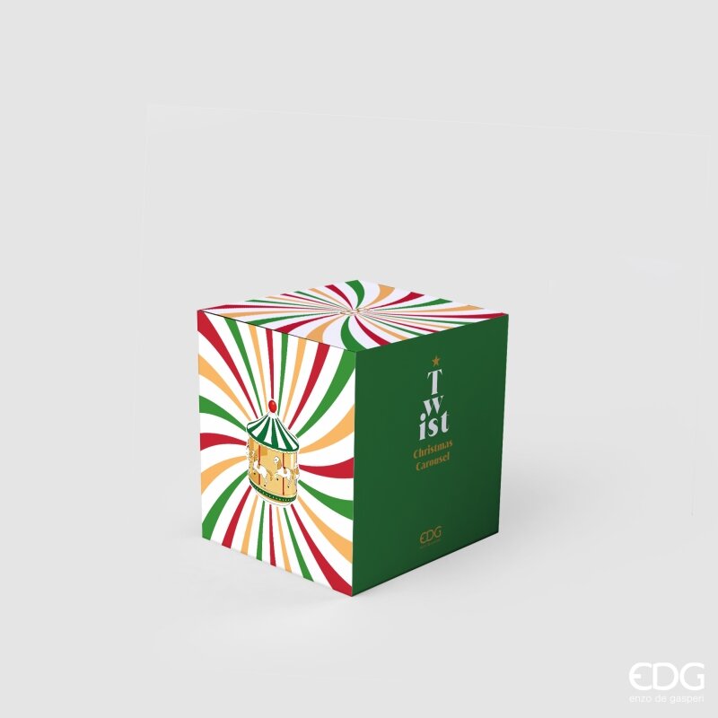 EDG Enzo De Gasperi Giostra Twist LED Vetro Bianco Verde H17 D15 - Natale
