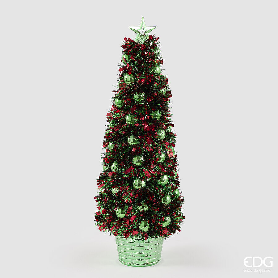 EDG Enzo De Gasperi Pine with Green Mix Baubles H50 Ø16 cm – Christmas Decoration
