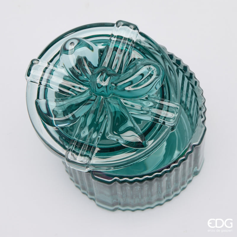EDG Enzo De Gasperi Contenitore Decorativo Pacco Regalo Rotondo H6 Ø8 cm Verde Mix – Decorazione Natalizia