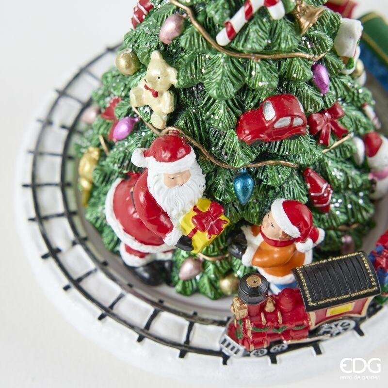 EDG Enzo De Gasperi Christmas Music Box Train with Pine H17 Ø15.5 cm Green – Christmas Decoration