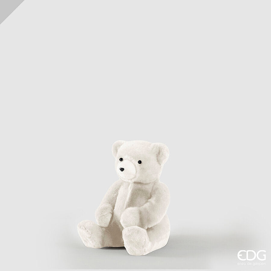 EDG Enzo De Gasperi Bear Decoration with Gift White 25x21xH30 cm – Christmas Decoration