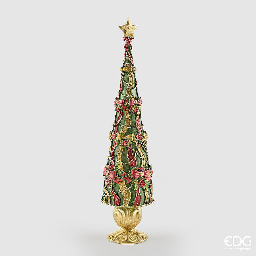 EDG Enzo De Gasperi Decoglitter Pine Green Red H47 Ø13 cm – Christmas Decoration