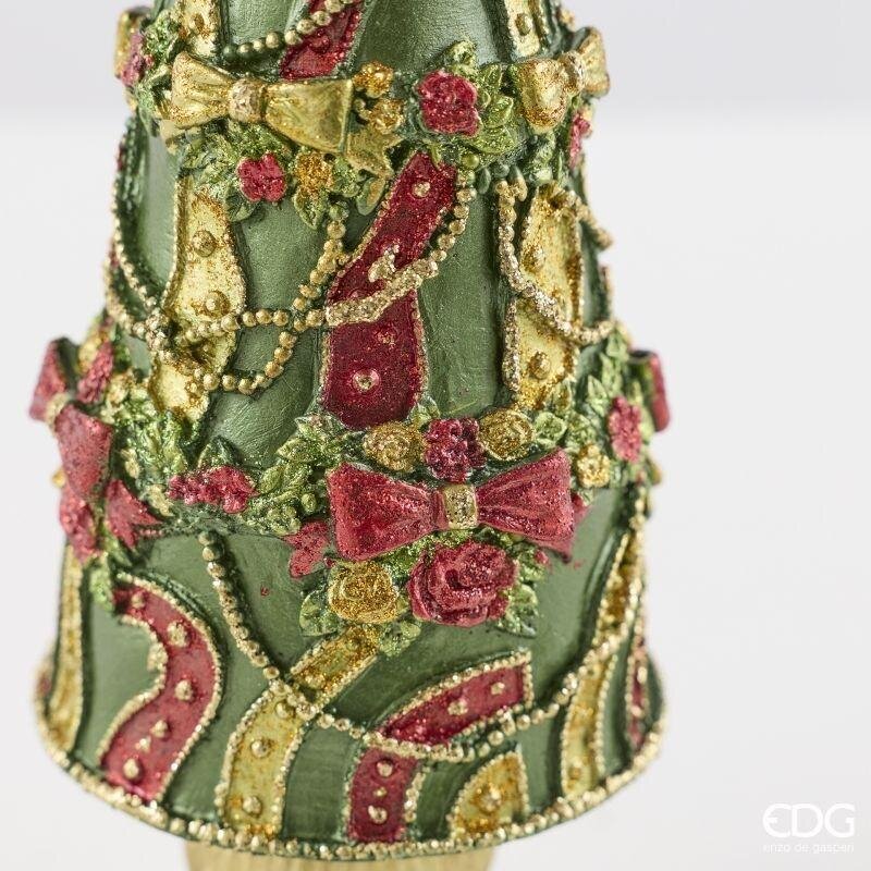 EDG Enzo De Gasperi Pino Decoglitter Green Red H36 Ø11 cm – Christmas Decoration
