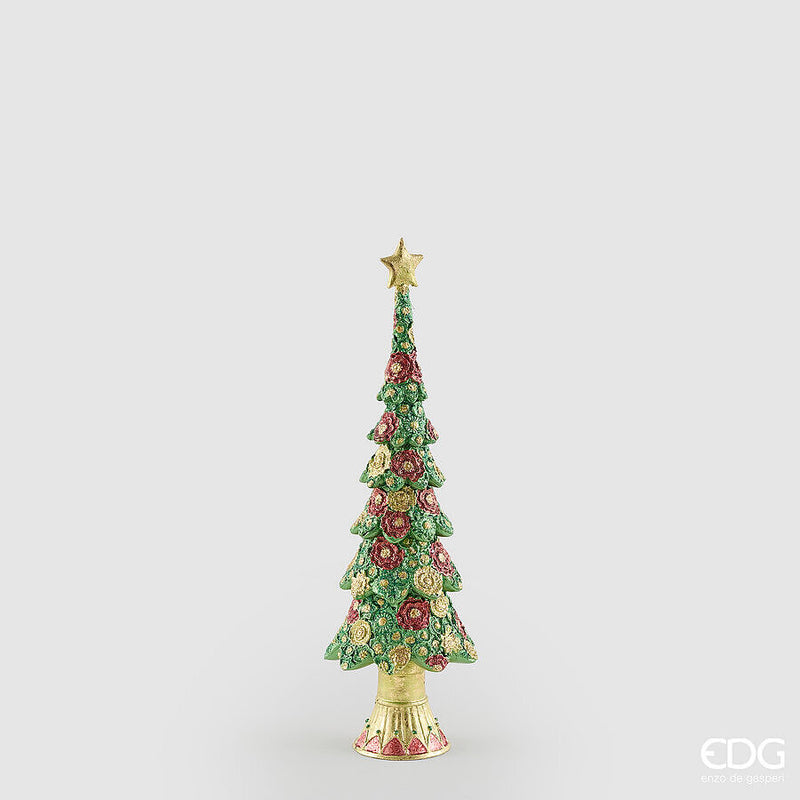 EDG Enzo De Gasperi Pino Decoglitter Green Red H36 Ø11 cm – Christmas Decoration