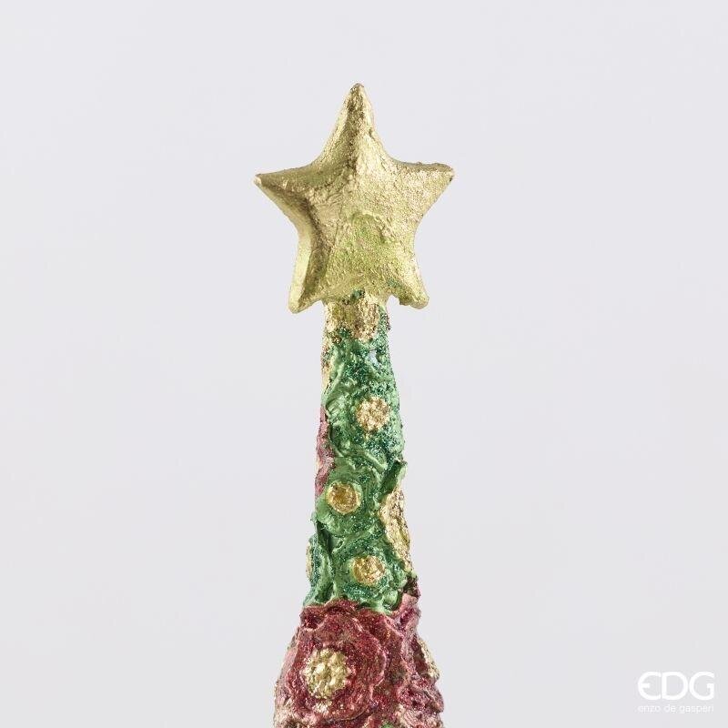 EDG Enzo De Gasperi Pino Decoglitter Green Red H36 Ø11 cm – Christmas Decoration